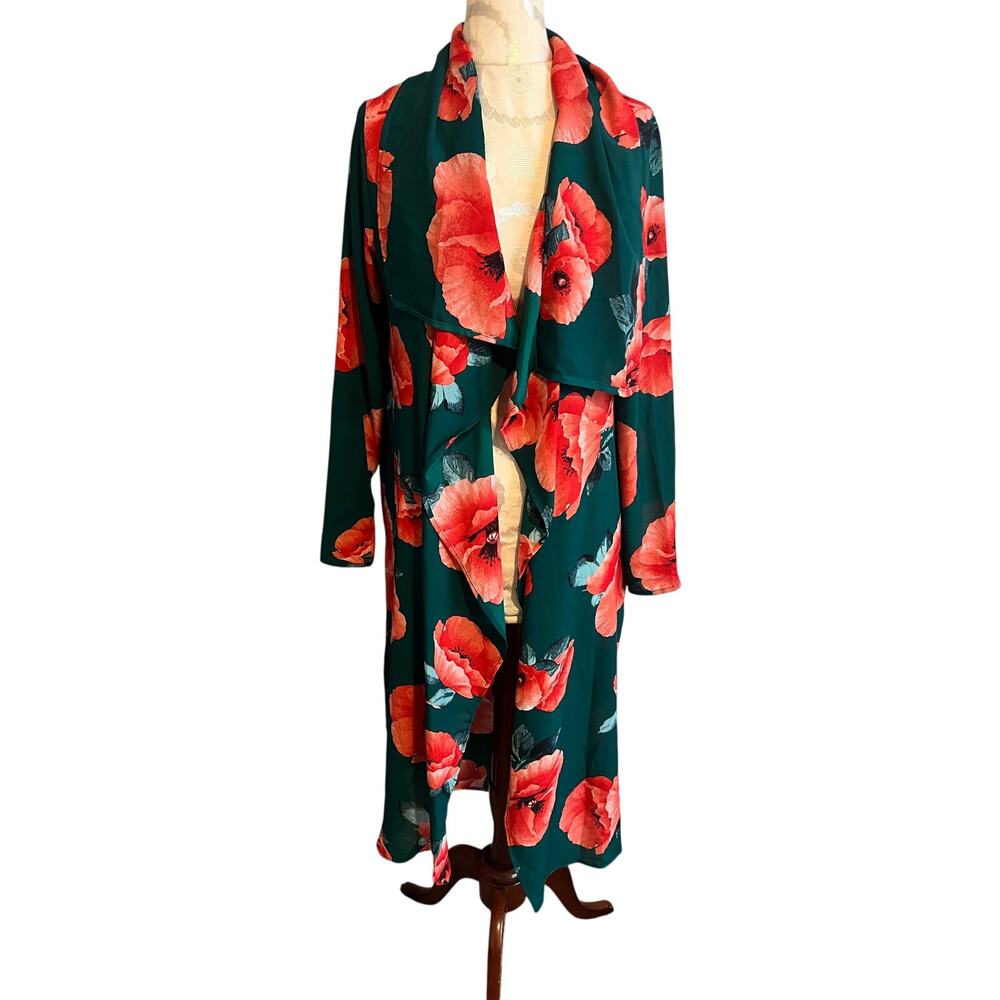 Her Clothing Maxi Floral Kimono Top Medium